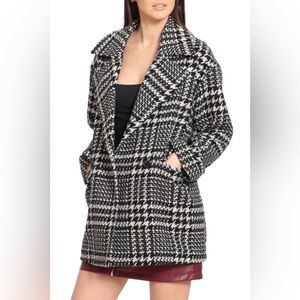 AVEC LES FILLES OVERSIZED WOOL BLEND PLAID HOUNDSTOOTH COAT, WOMEN’S SIZE M. NWT